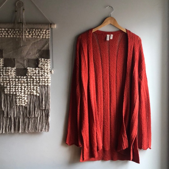 Anthropologie Sweaters - Meadow Rue By Anthropologie Oversized Knit Burnt Orange Cardigan